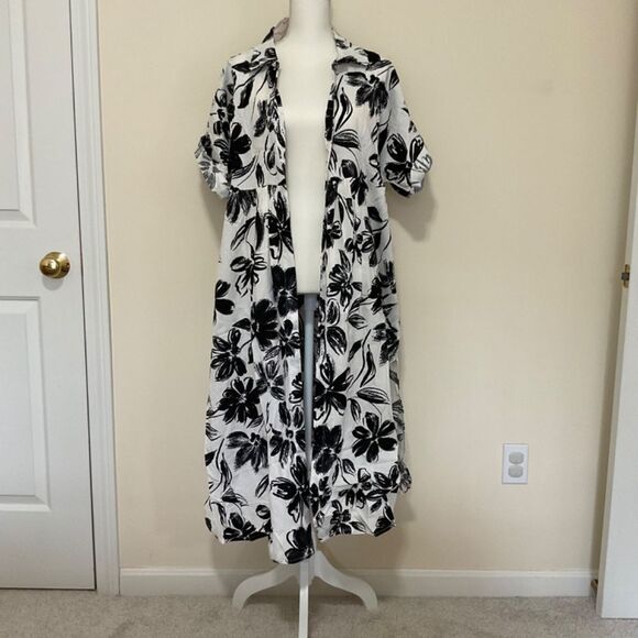 US Together Plus Empire Waist Dress Black/White/Floral Size 2X - Picture 5 of 14